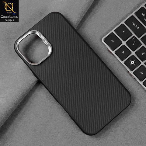 iPhone 16 Plus Cover - Black - Youksh Carbon Fiber Soft Borders Case