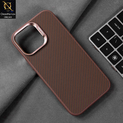 iPhone 16 Pro Max Cover - Brown - Youksh Carbon Fiber Soft Borders Case