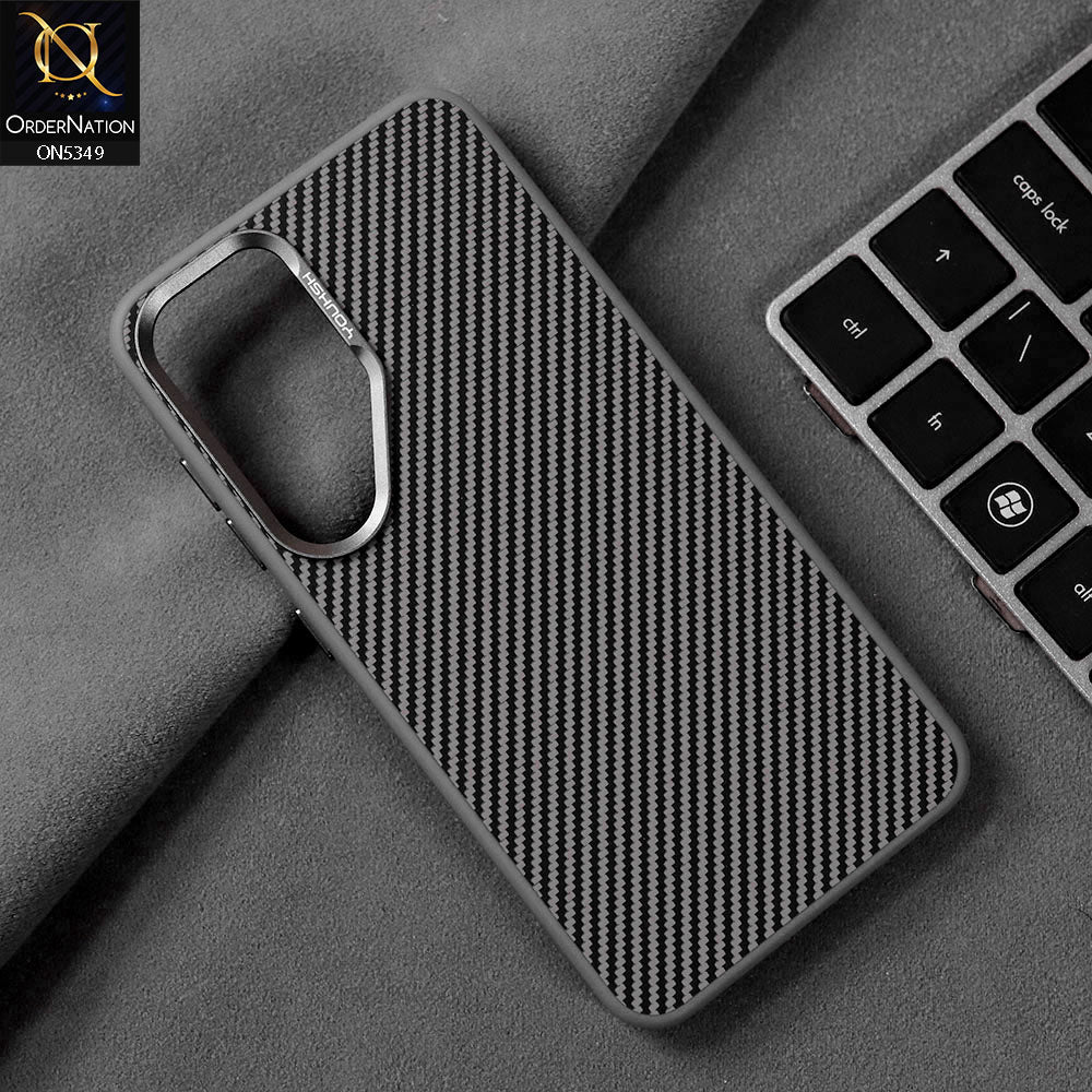 Samsung Galaxy S25 Cover - Gray - Youksh Carbon Fiber Soft Borders Case