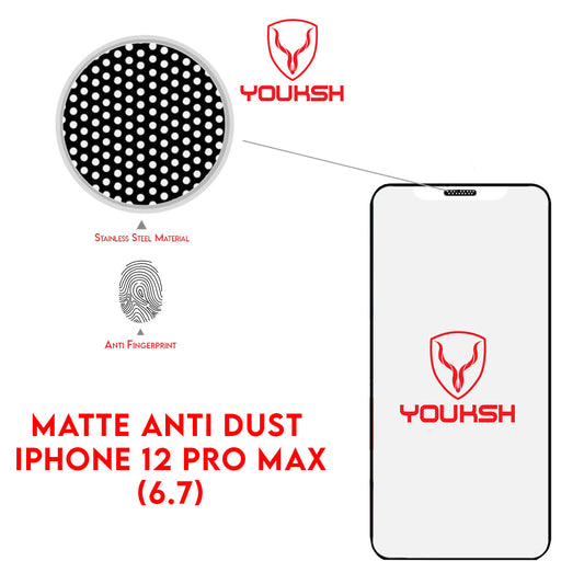 iPhone 12 Pro Max Cover - Transparent - Youksh Matte AntiStatic Glass Protector