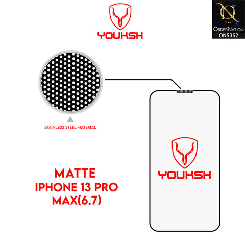 iPhone 13 Pro Max Cover - Transparent - Youksh Matte AntiStatic Glass Protector