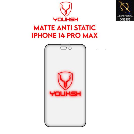 iPhone 14 Pro Max Cover - Transparent - Youksh Matte AntiStatic Glass Protector