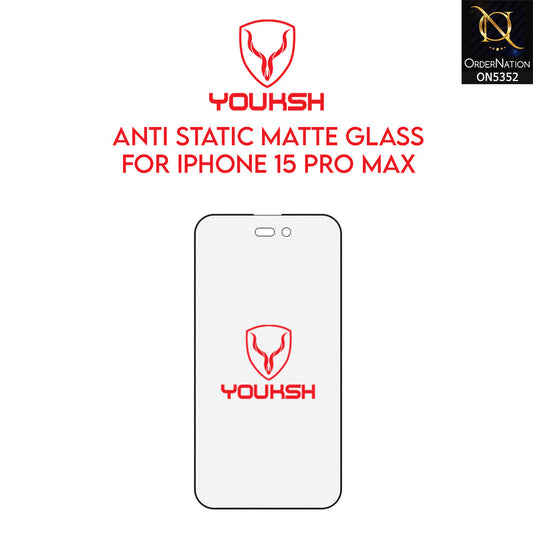 iPhone 15 Pro Max Cover - Transparent - Youksh Matte AntiStatic Glass Protector