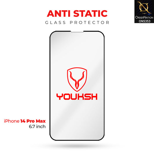 iPhone 14 Pro Max Cover - Transparent - Clear Youksh AntiStatic Glass Protector