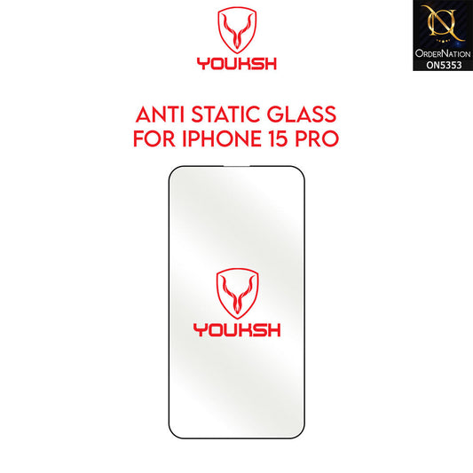 iPhone 15 Pro Cover - Transparent - Youksh Clear  AntiStatic Glass Protector