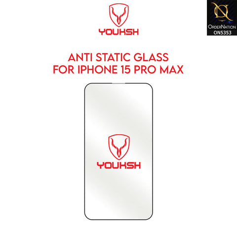 iPhone 15 Pro Max Cover - Transparent - Youksh AntiStatic Glass Protector