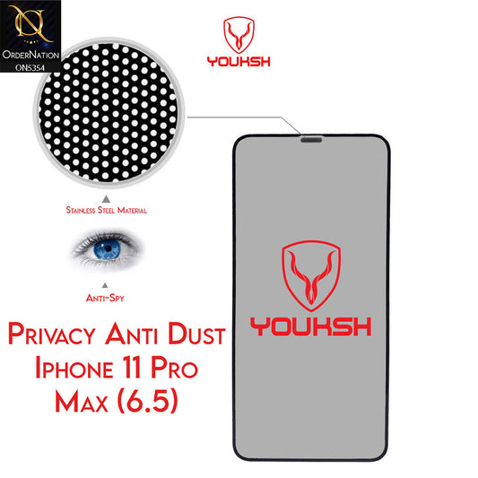 iPhone 11 Pro Max Cover - Black - Privacy Anti Static Anti Dust Clear Glass Protector