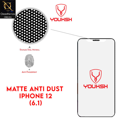 iPhone 12 Screen Protector - Transparent - Youksh Matte Anti Dust Glass Screen Protector