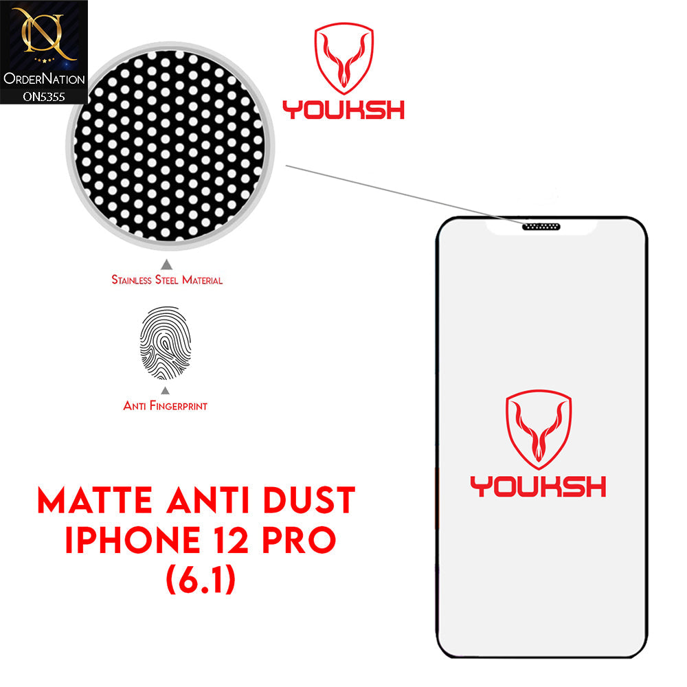 iPhone 12 Pro Screen Protector - Transparent - Youksh Matte Anti Dust Glass Screen Protector