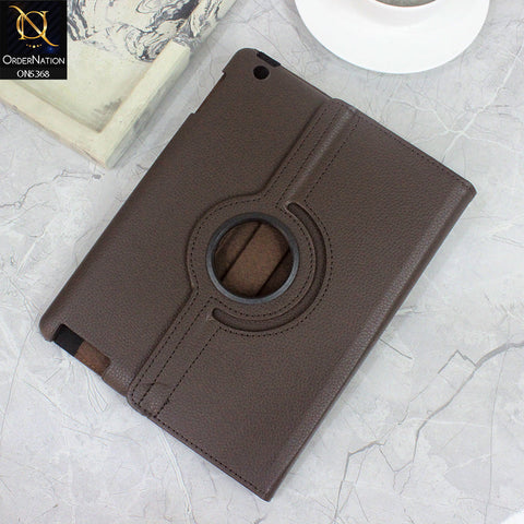 iPad 4 / 3 / 2 - 9.7-inch Cover - Dark Brown - 360 Rotating Pu Leather Flip Smart Protective Cover Casing