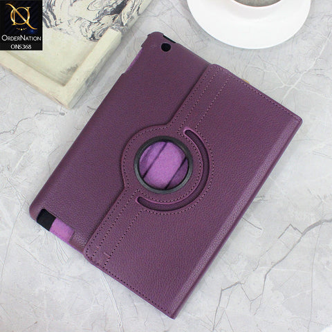 iPad 4 / 3 / 2 - 9.7-inch Cover - Purple - 360 Rotating Pu Leather Flip Smart Protective Cover Casing