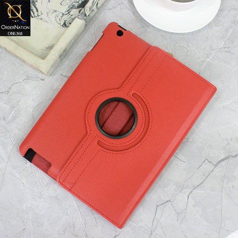 iPad 4 / 3 / 2 - 9.7-inch Cover - Red - 360 Rotating Pu Leather Flip Smart Protective Cover Casing