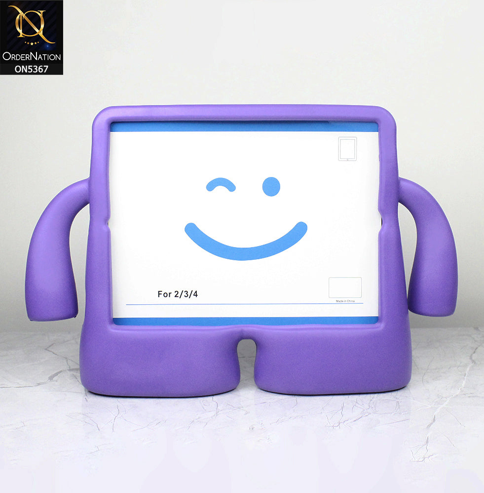 iPad 9.7 (2018) Cover - Purple - Protective for Children's TABLET Special Anti-Aid Rubber Case Stand