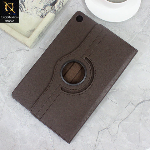 Samsung Galaxy Tab A8 10.5 / SM-X200 / SM-X205 (2021) Cover - Dark Brown - 360 Rotating Pu Leather Flip Smart Protective Cover Casing