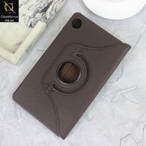 Samsung Galaxy Tab A9 Cover - Dark Brown - 360 Rotating Pu Leather Flip Smart Protective Cover Casing