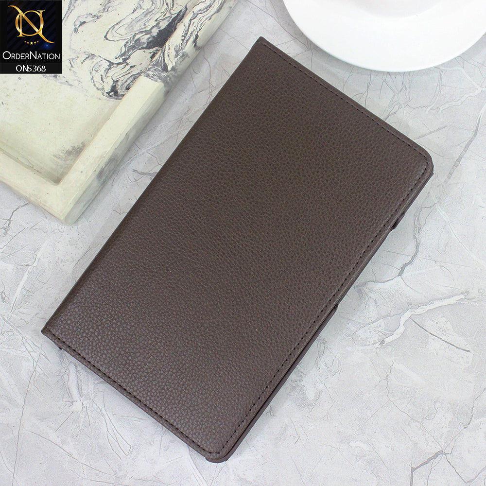 Samsung Galaxy Tab A9 Cover - Dark Brown - 360 Rotating Pu Leather Flip Smart Protective Cover Casing
