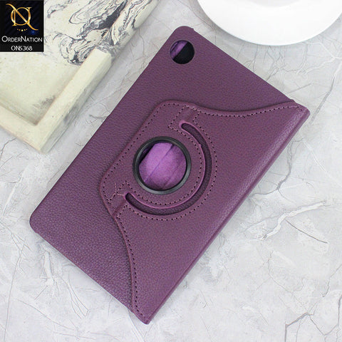 Samsung Galaxy Tab A9 Cover - Purple - 360 Rotating Pu Leather Flip Smart Protective Cover Casing