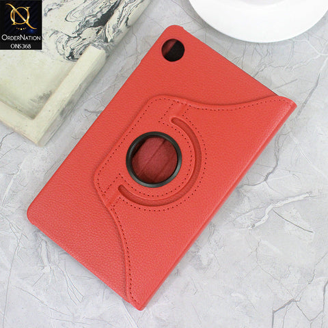 Samsung Galaxy Tab A9 Cover - Red - 360 Rotating Pu Leather Flip Smart Protective Cover Casing