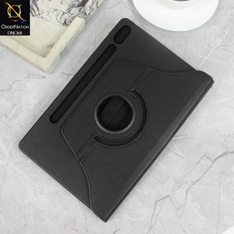Samsung Galaxy Tab S9 Cover - Black - 360 Rotating Pu Leather Flip Smart Protective Cover Casing