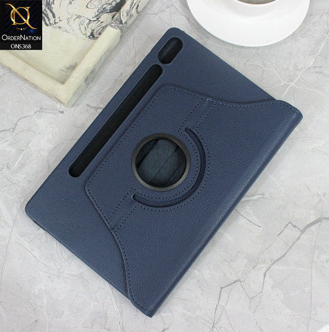 Samsung Galaxy Tab S9 Cover - Blue - 360 Rotating Pu Leather Flip Smart Protective Cover Casing