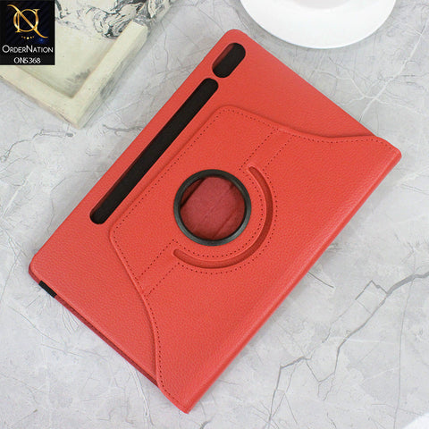 Samsung Galaxy Tab S9 Cover - Red - 360 Rotating Pu Leather Flip Smart Protective Cover Casing