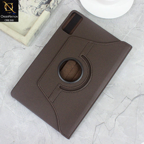 Xiaomi Redmi Pad SE Cover - Dark Brown - 360 Rotating Pu Leather Flip Smart Protective Cover Casing