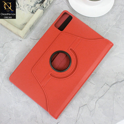 Xiaomi Redmi Pad SE Cover - Red - 360 Rotating Pu Leather Flip Smart Protective Cover Casing
