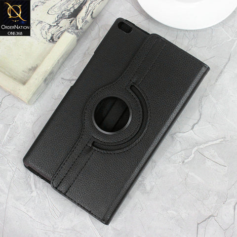 Lenovo Tab 4 8 Cover - Black - 360 Rotating Pu Leather Flip Smart Protective Cover Casing