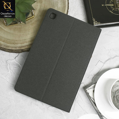 Samsung Galaxy Tab A7 10.4 / T500 /T505 (2020) Cover - Black - Octo PU Leather Fabric Texture Bifold Stand Flip Book Soft Case