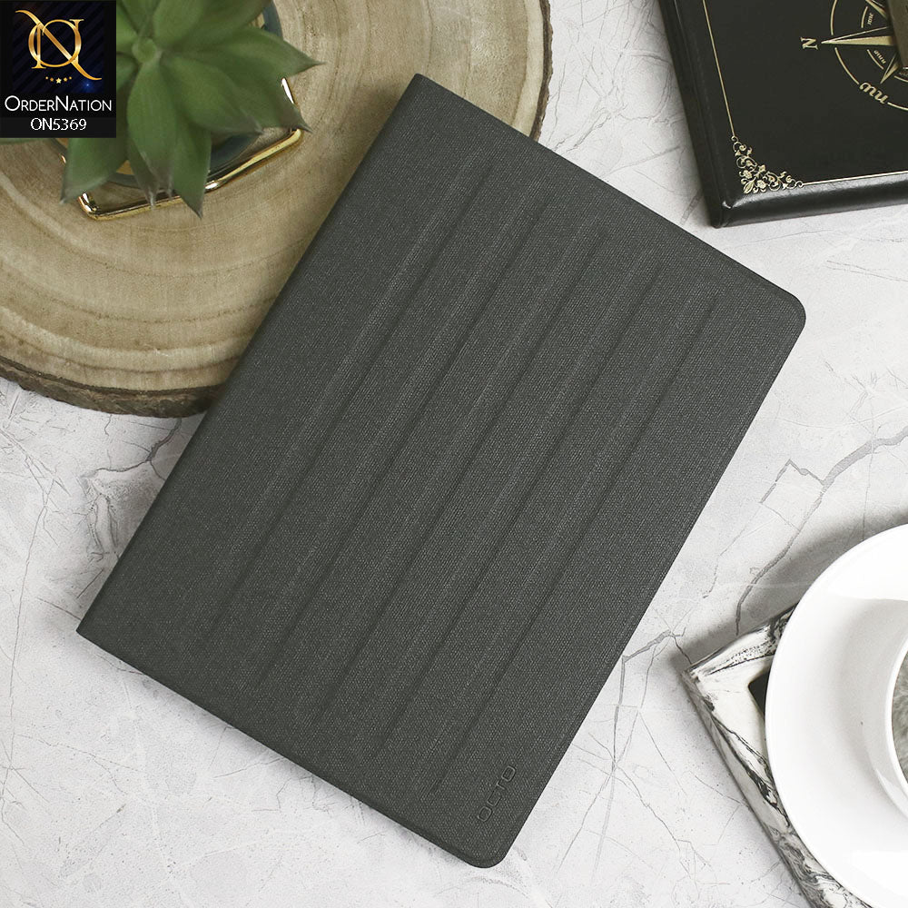 Lenovo Tab M10 Gen 3 Cover - Black - Octo PU Leather Fabric Texture Bifold Stand Flip Book Soft Case