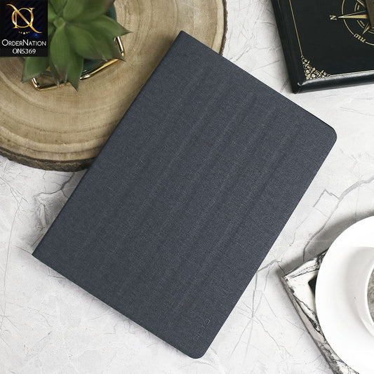 iPad 4 / 3 / 2 - 9.7-inch Cover - Blue - Octo PU Leather Fabric Texture Bifold Stand Flip Book Soft Case