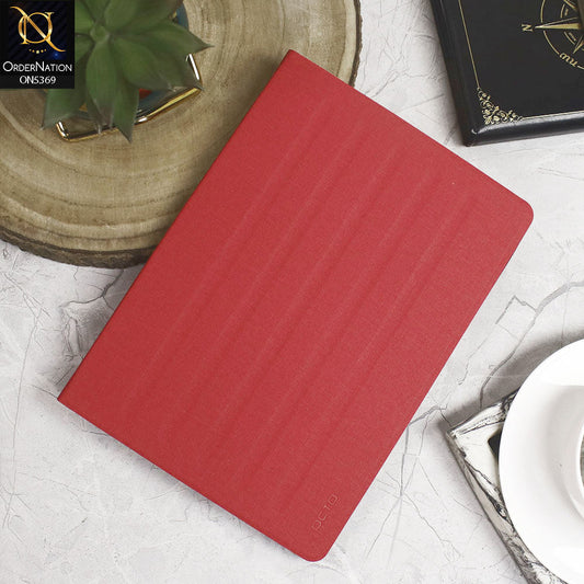 Samsung Galaxy Tab A 9.7 / T550 / T555 Cover - Red - Octo PU Leather Fabric Texture Bifold Stand Flip Book Soft Case