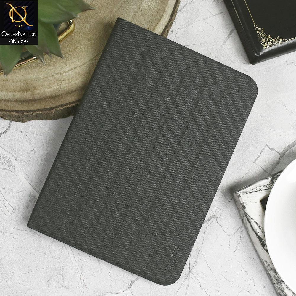 Samsung Galaxy Tab A9 Cover - Black - Octo PU Leather Fabric Texture Bifold Stand Flip Book Soft Case