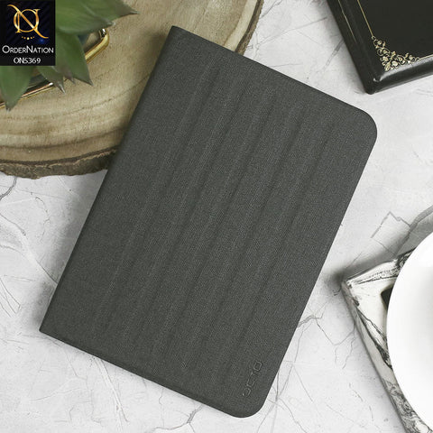 Samsung Galaxy Tab A9 Cover - Black - Octo PU Leather Fabric Texture Bifold Stand Flip Book Soft Case