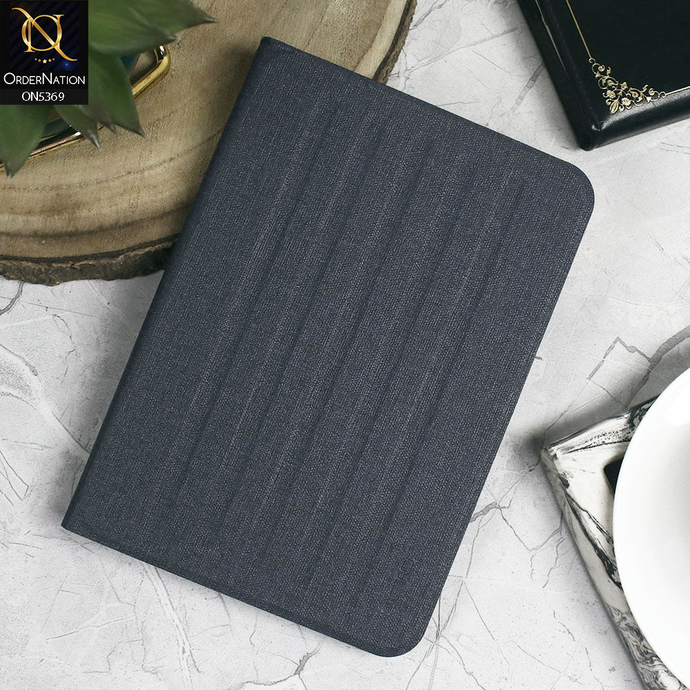 iPad Mini (7th gen) 8.3-inch (2024) Cover - Blue - Octo PU Leather Fabric Texture Bifold Stand Flip Book Soft Case