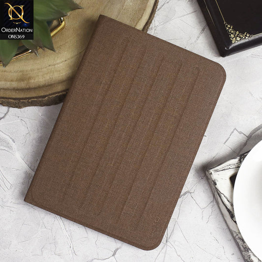 Samsung Galaxy Tab E 8.0 / T377 (2016) Cover - Brown - Octo PU Leather Fabric Texture Bifold Stand Flip Book Soft Case