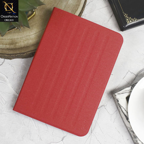 iPad Mini (6th gen) 8.3-inch (2021) Cover - Red - Octo PU Leather Fabric Texture Bifold Stand Flip Book Soft Case