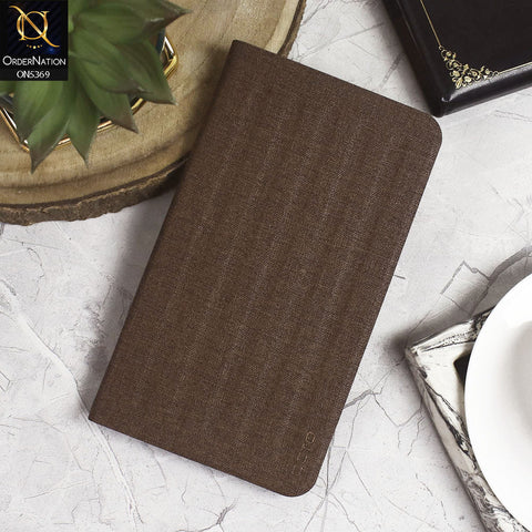 Huawei MediaPad T1 7.0 (2015) Cover - Brown - Octo PU Leather Fabric Texture Bifold Stand Flip Book Soft Case