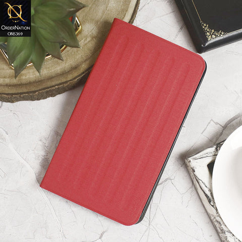 Huawei MediaPad T1 7.0 (2015) Cover - Red - Octo PU Leather Fabric Texture Bifold Stand Flip Book Soft Case