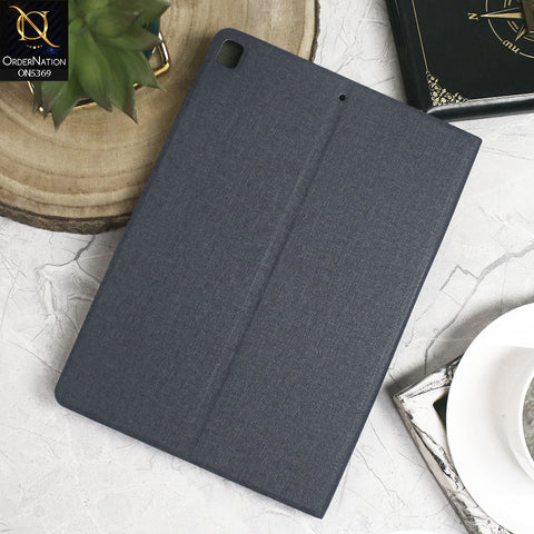 iPad (9th gen) 10.2-inch (2021) Cover - Blue - Octo PU Leather Fabric Texture Bifold Stand Flip Book Soft Case
