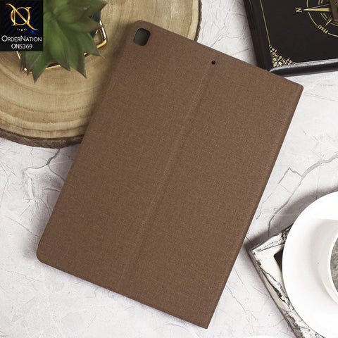 iPad Air (3rd gen) 10.5-inch (2019) Cover - Brown - Octo PU Leather Fabric Texture Bifold Stand Flip Book Soft Case