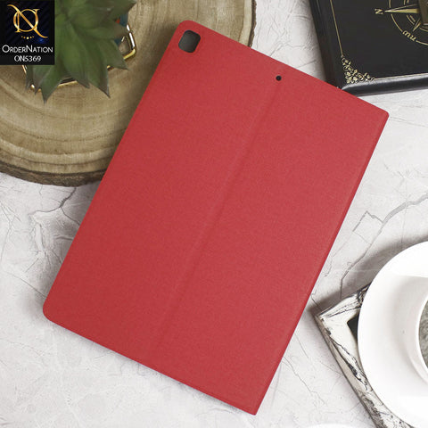 iPad Air (3rd gen) 10.5-inch (2019) Cover - Red - Octo PU Leather Fabric Texture Bifold Stand Flip Book Soft Case