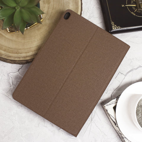 Lenovo Tab M10 / X505 Cover - Brown - Octo PU Leather Fabric Texture Bifold Stand Flip Book Soft Case