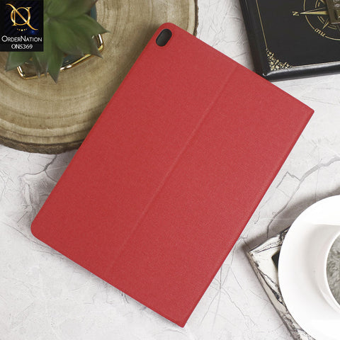 Lenovo Tab M10 / X505 Cover - Red - Octo PU Leather Fabric Texture Bifold Stand Flip Book Soft Case