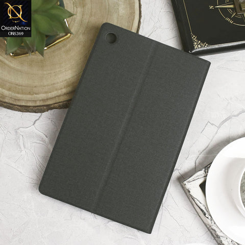 Lenovo Tab M10 Plus Cover - Black - Octo PU Leather Fabric Texture Bifold Stand Flip Book Soft Case