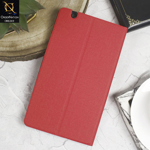 Huawei MediaPad M3 8.4 Cover - Red - Octo PU Leather Fabric Texture Bifold Stand Flip Book Soft Case