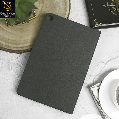 Huawei MatePad T10s Cover - Black - Octo PU Leather Fabric Texture Bifold Stand Flip Book Soft Case