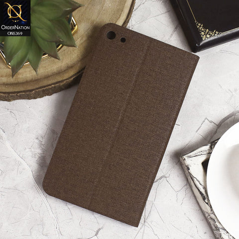 Huawei MediaPad T1 7.0 (2015) Cover - Brown - Octo PU Leather Fabric Texture Bifold Stand Flip Book Soft Case