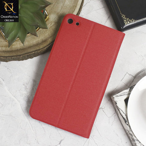 Huawei MediaPad T1 7.0 (2015) Cover - Red - Octo PU Leather Fabric Texture Bifold Stand Flip Book Soft Case