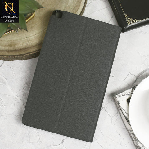 Samsung Galaxy Tab A 8.0  / T290 / T295 (2019) Cover - Black - Octo PU Leather Fabric Texture Bifold Stand Flip Book Soft Case